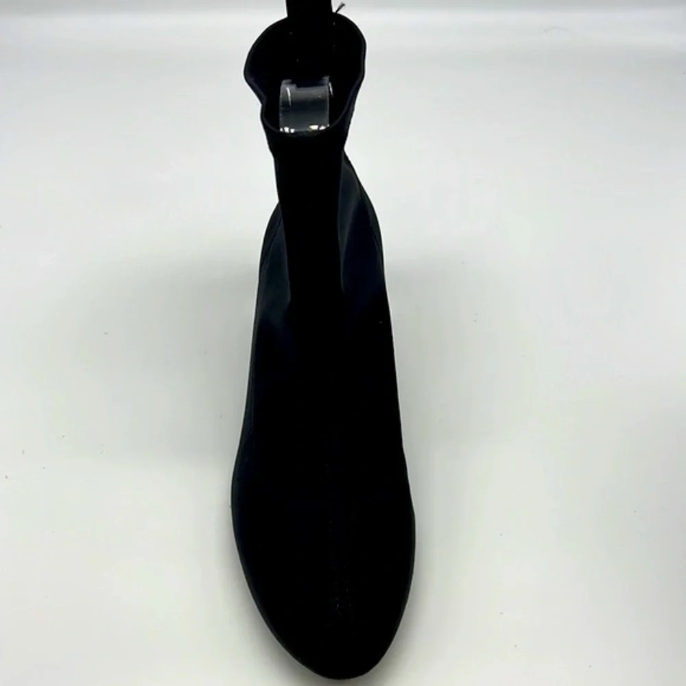 Zara - Black Polyester Sock Ankle Boots With Clear Laminated Heels Size 36